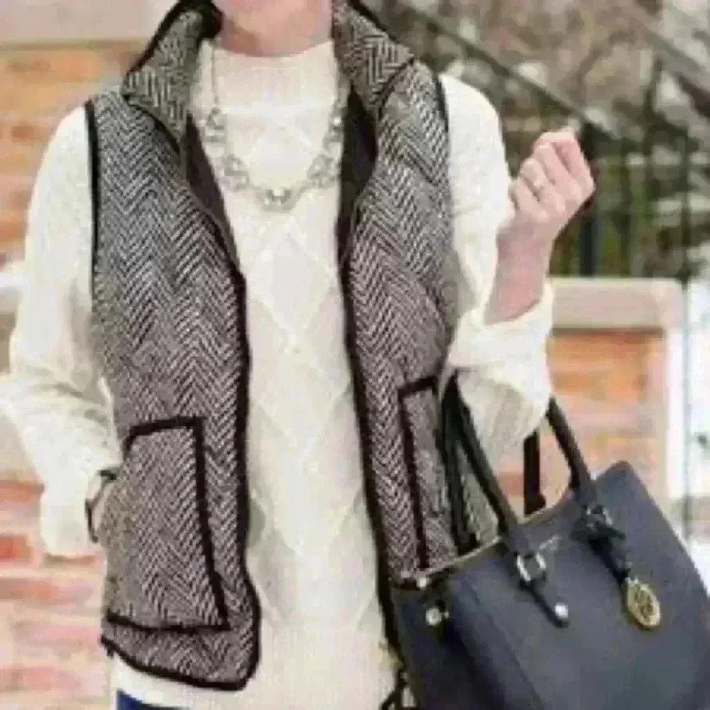 Merokeety classic herringbone Quilted Puffer Vest Sleeveless jacket vest-size S